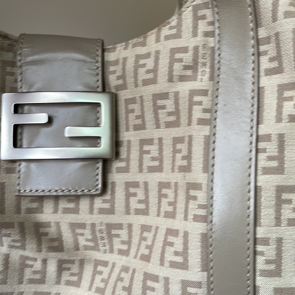 Authentic Fendi Zucchini canvas shoulder bag (tan/beige color) - Picture 9 of 15